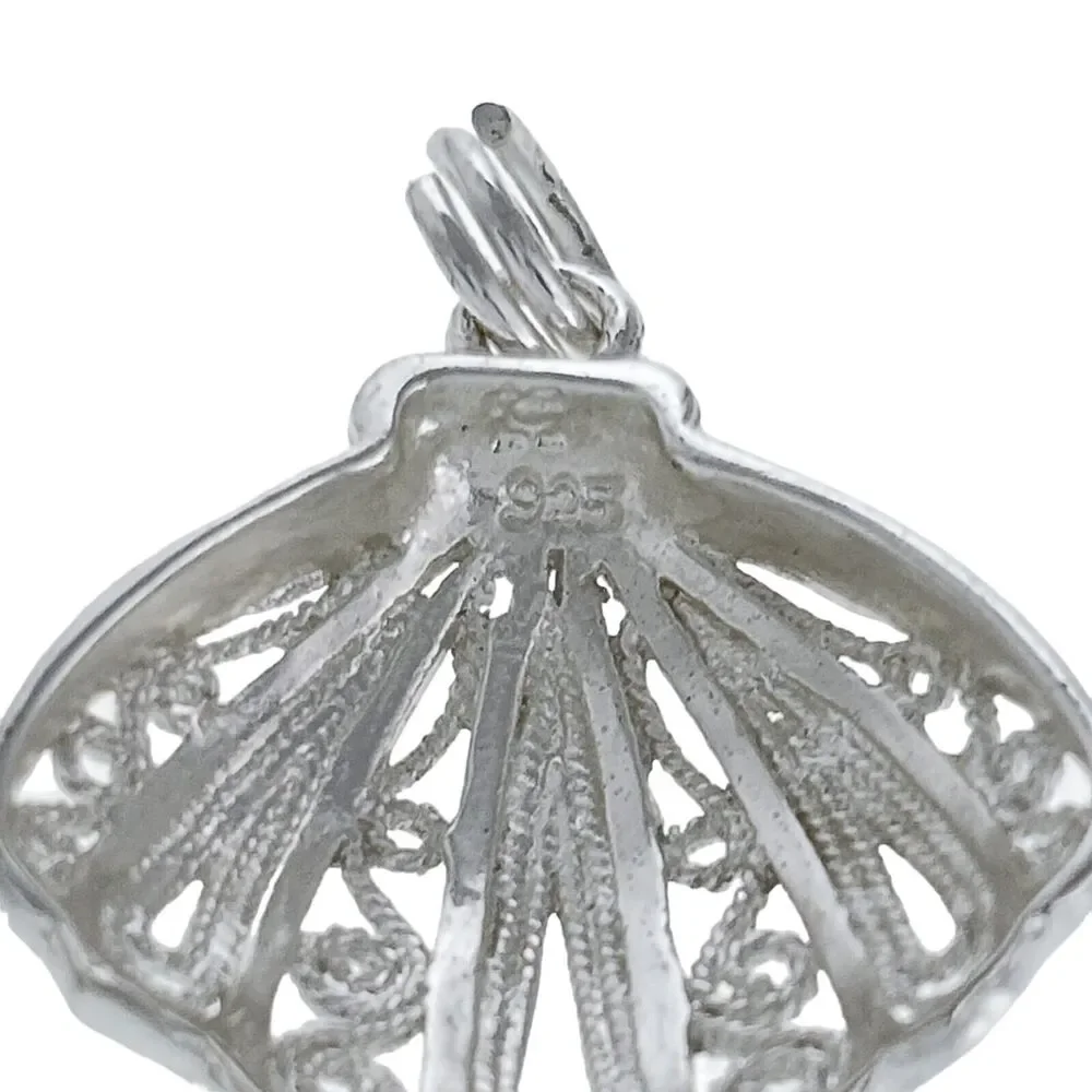 Vintage Sterling Silver 925 Filigree Seashell Charm
